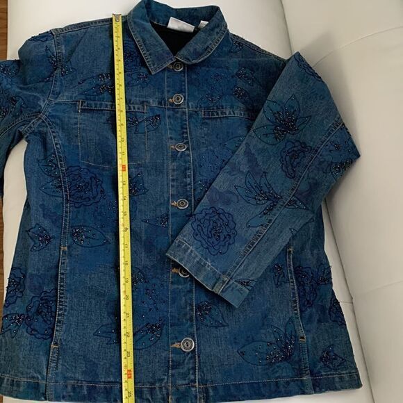 Chico’s Design Embellished Denim Jacket Size 1 (M) - Picture 7 of 11